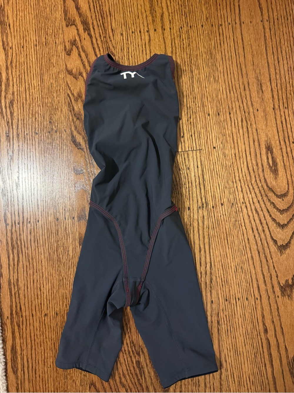 TYR Black One-Piece Girls' Racing Swim Suit with Maroon Stitching